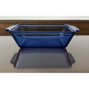 Anchor Hocking Cobalt Blue Glass Loaf Pan 1.5 QT Baking Dish Ovenware